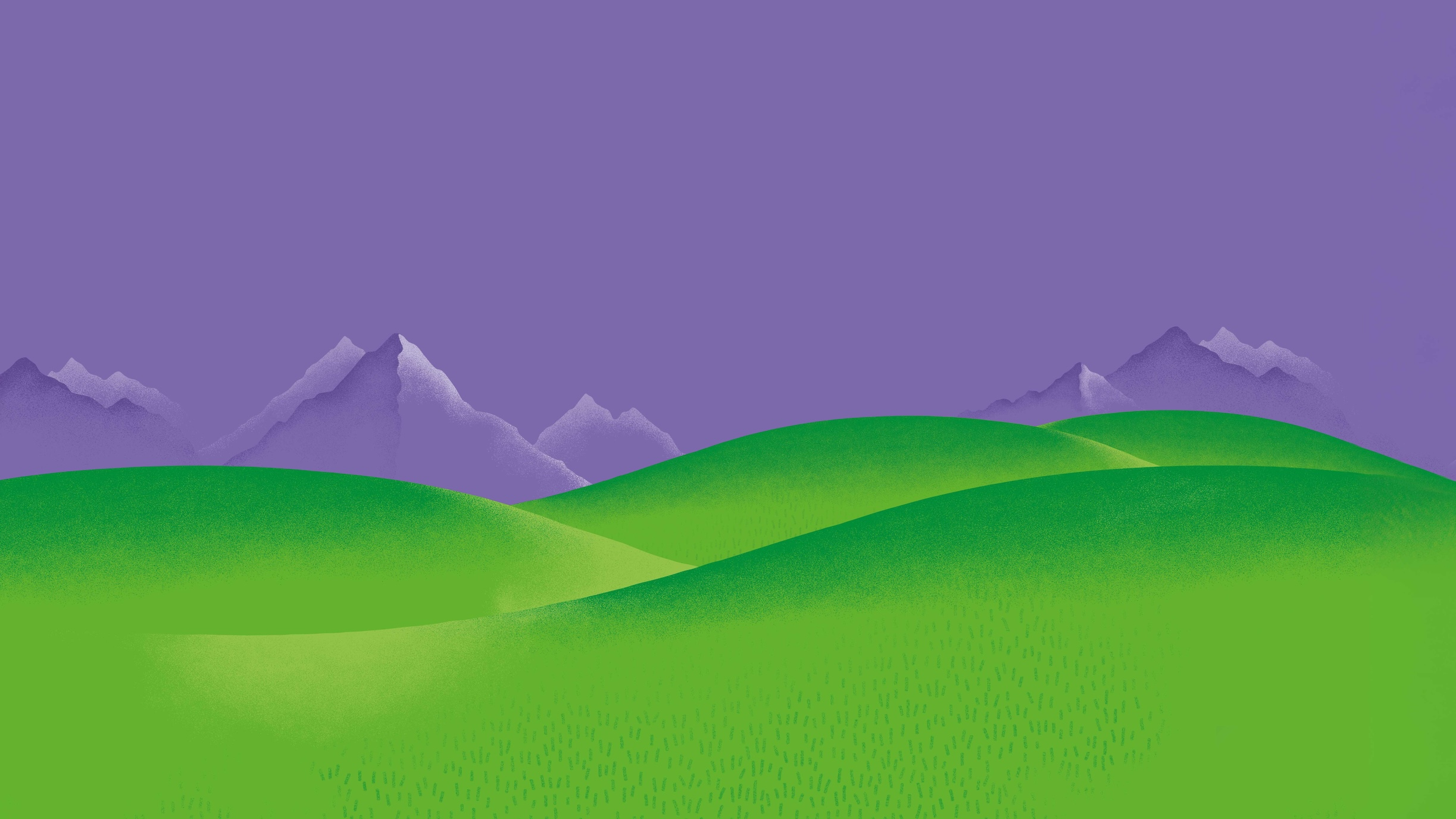 Hintergrund mit Lila Berge und Gras