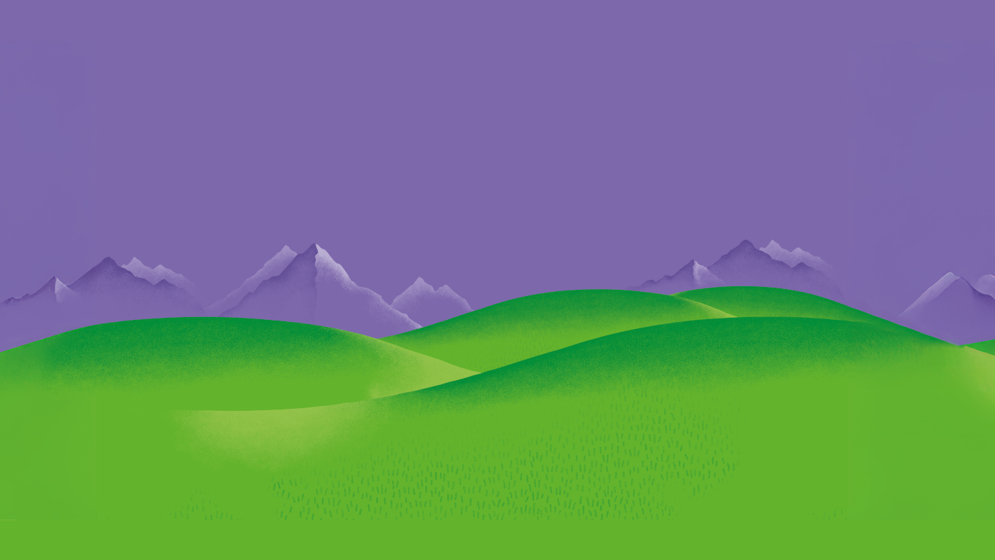 Hintergrund mit Lila Berge und Gras